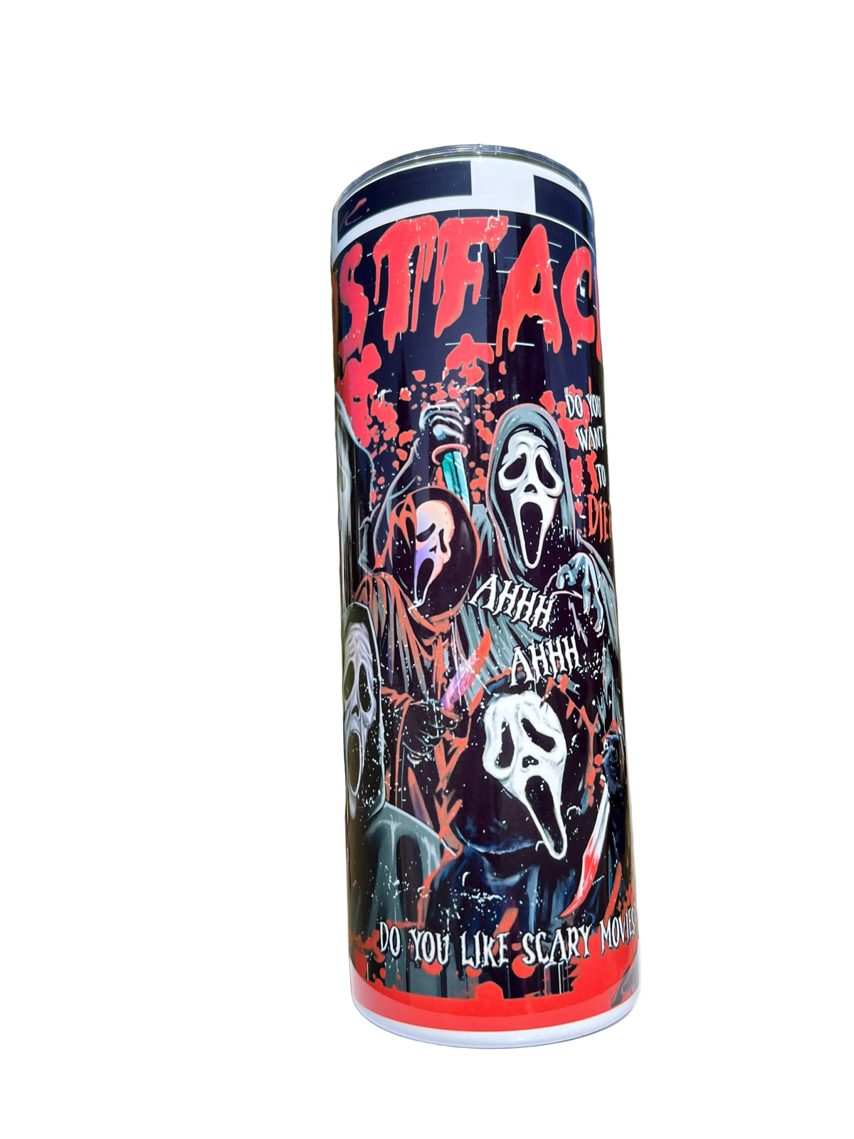 20oz Ghostface Quote Tumbler | Scream featuring scream ghostface inspired artwork