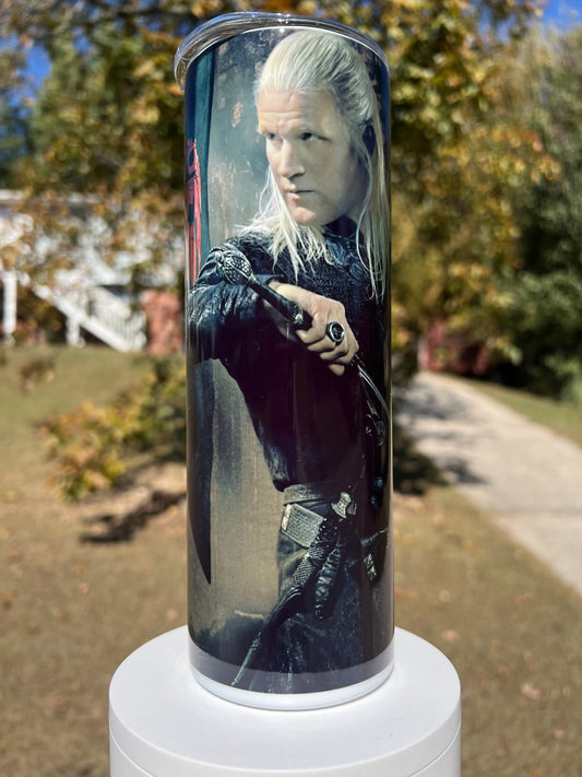 Game of Thrones Targaryen Tumbler 20oz | Daemon & Aemond Cup | Dragon Aesthetic Fantasy Drinkware featuring the design artwork