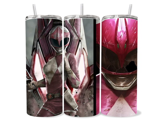 Pink Power Ranger tumbler cup - insulated portable durable tumbler
