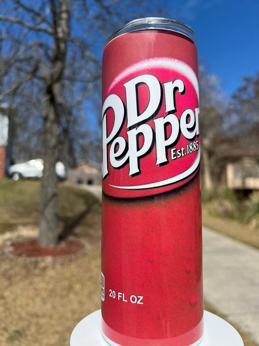 20oz Dr Pepper Tumbler featuring dr pepper inspired artwork