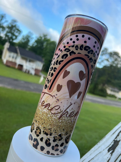 20oz Teacher Life Tumbler | Classroom Humor featuring teacher life inspired artwork