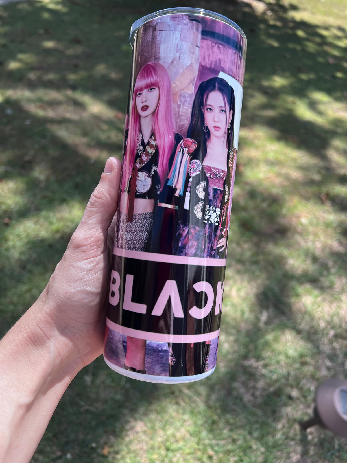 KimTheGrimm BLACKPINK K-Pop idol member photo collage 20oz stainless steel tumbler cup.⁠
