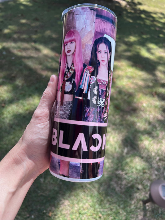 KimTheGrimm BLACKPINK K-Pop idol member photo collage 20oz stainless steel tumbler cup.⁠