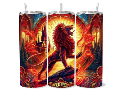 20oz Wizard Academy House Crest Tumbler featuring fandom-inspired artwork