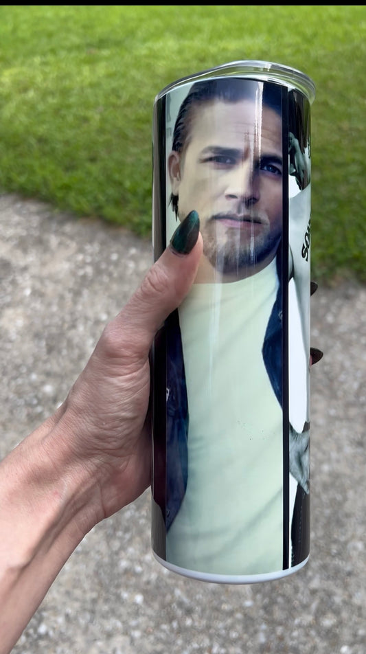 Jax Teller Sons of Anarchy Collage 20oz Skinny Tumbler – SAMCRO Fan Gift featuring the design artwork