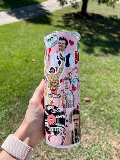 Harry Styles Collage Tumbler 20oz | Treat People With Kindness Insulated Stainless Steel Cup