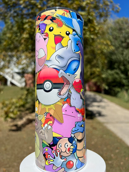 20oz Pokémon Collage Tumbler featuring pokémon collage inspired artwork