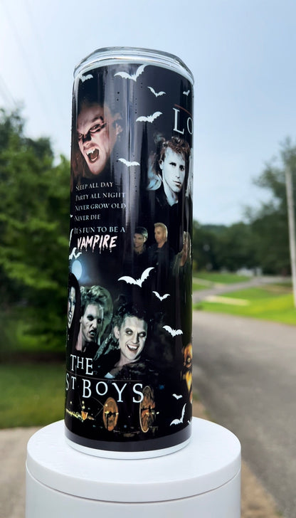 The Lost Boys 80s Horror Cult Classic 20oz Skinny Tumbler featuring the design artwork