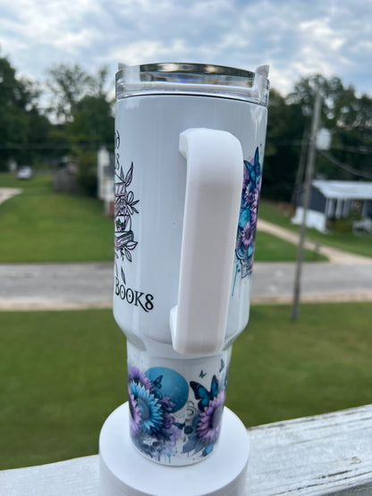 40oz Book Girl Tumbler | Reader featuring book girl reader inspired artwork