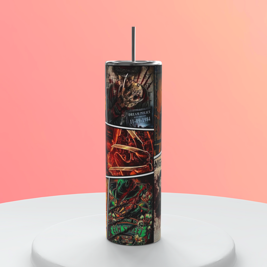 20oz Freddy Krueger Nightmare on Elm Street Tumbler featuring the themed design