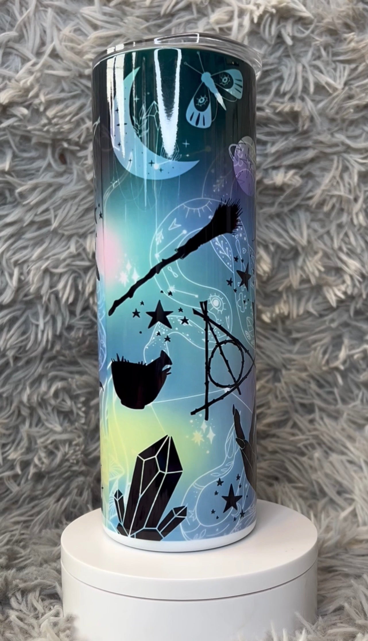 Witchy Woman Aesthetic Tumbler 20oz 🌙 Crystal & Moon Stainless Steel Cup | Mystical Drinkware Gift featuring the design artwork