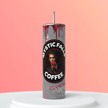 Stefan Salvatore Mystic Falls Coffee Tumbler featuring the themed design