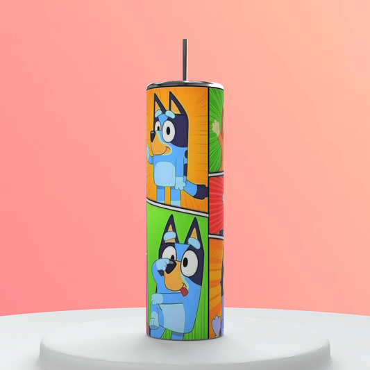 20oz Bluey Family Tumbler | Cartoon Dogs featuring bluey family inspired artwork