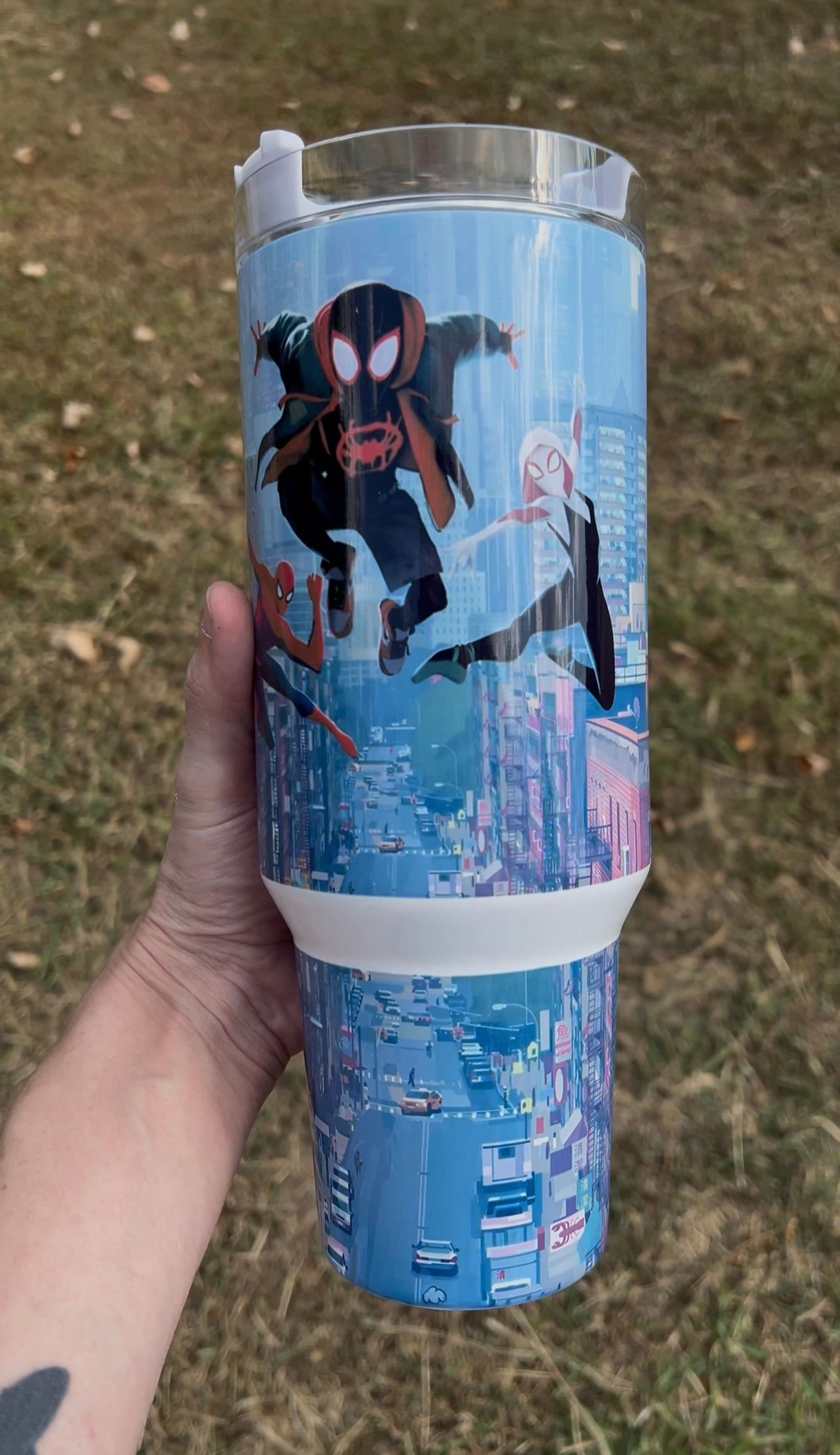 40oz Spidey Versed style tumbler