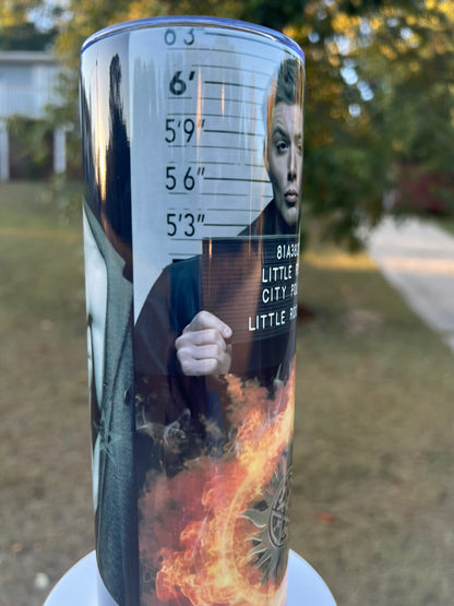 20oz Dean Winchester Tumbler | Supernatural featuring supernatural dean winchester inspired artwork