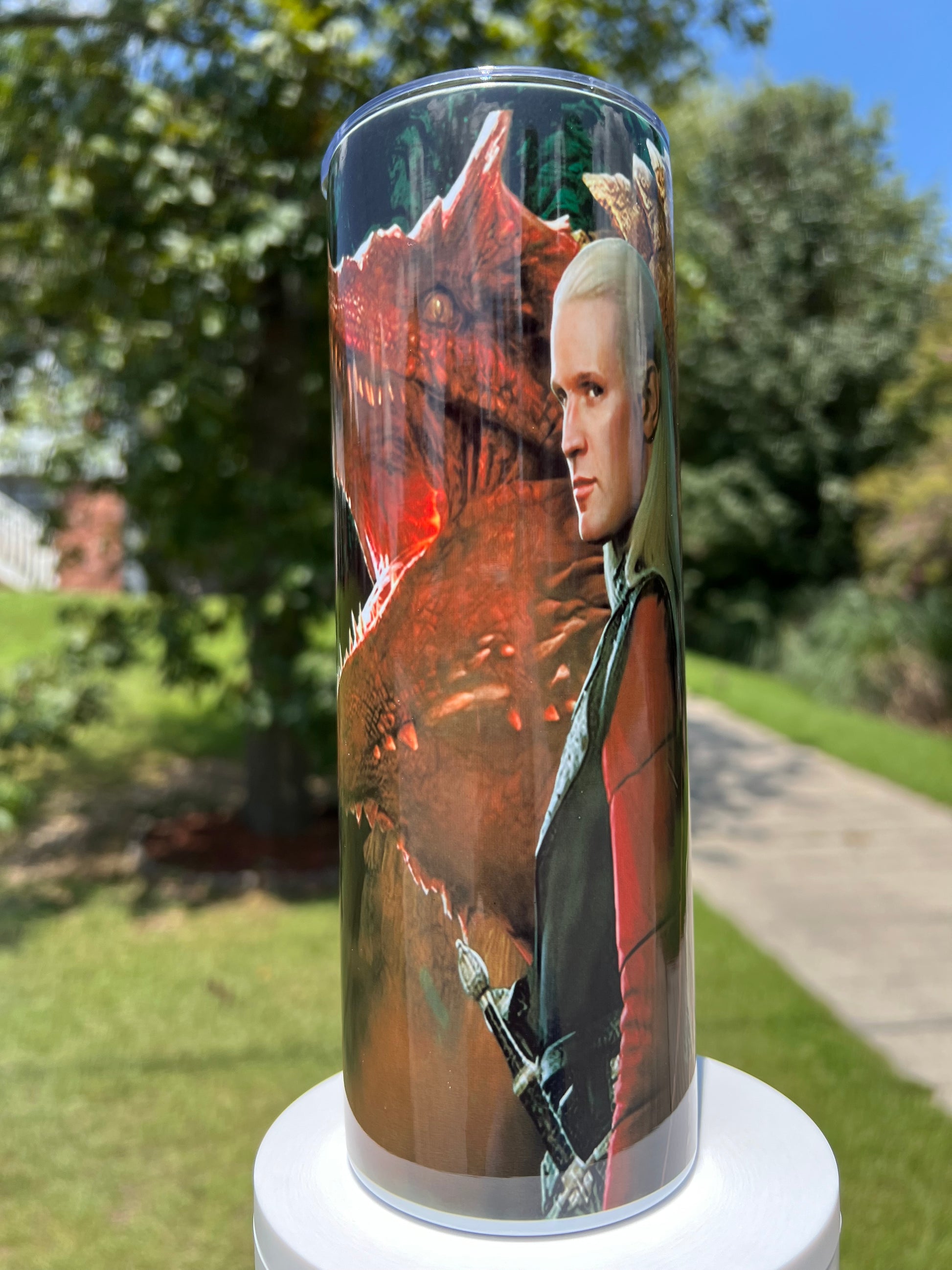 Daemon & Rhaenyra Targaryen Tumbler 20oz – Rogue Prince & Black Queen House of the Dragon Cup featuring the design artwork