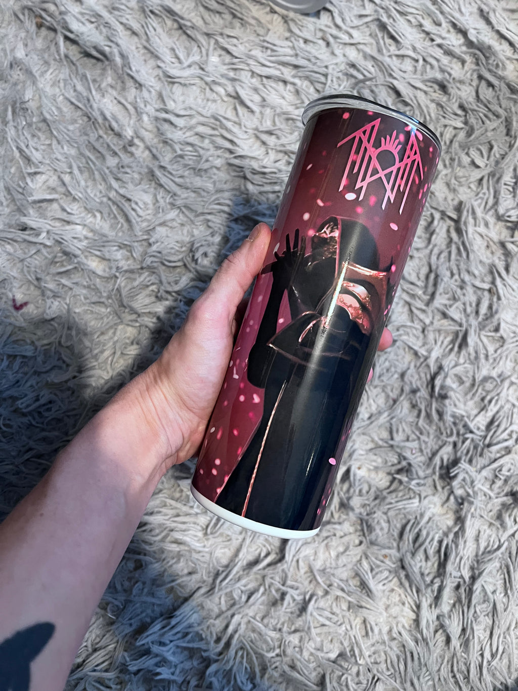 Pink Token themed / Arcadia themed tumbler cup