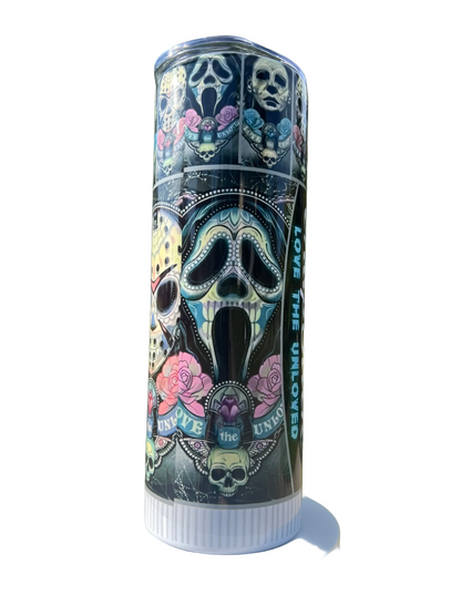 Horror Icons ChapStick Tumbler | Ghostface Jason Michael Myers featuring the themed design