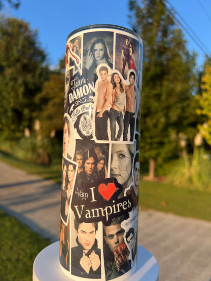 The Vampire Diaries Aesthetic Collage 20oz Skinny Tumbler featuring the design artwork