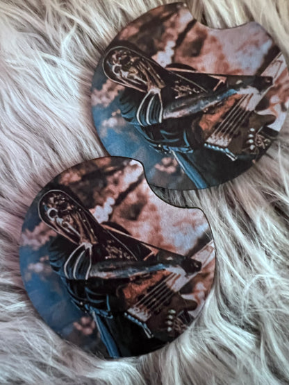 Sleep Token Inspired Car Coaster Set | Gothic Alternative Neoprene Car Cup Holder Coasters | Music Fan Car Accessories featuring the design artwork