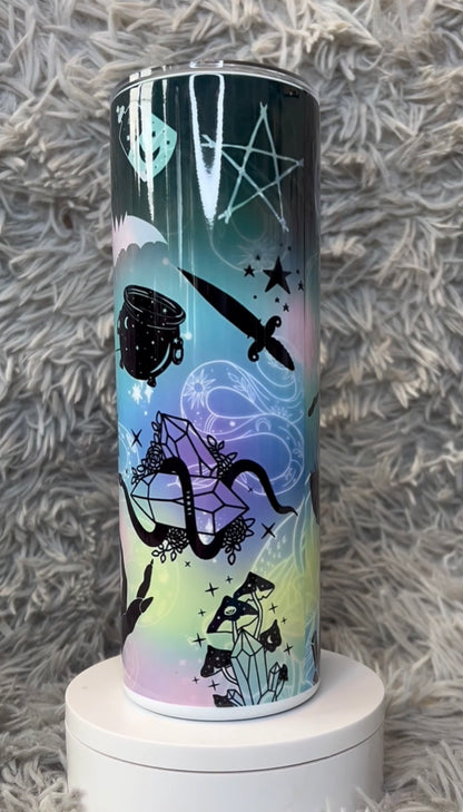 Witchy Woman Aesthetic Tumbler 20oz 🌙 Crystal & Moon Stainless Steel Cup | Mystical Drinkware Gift featuring the design artwork
