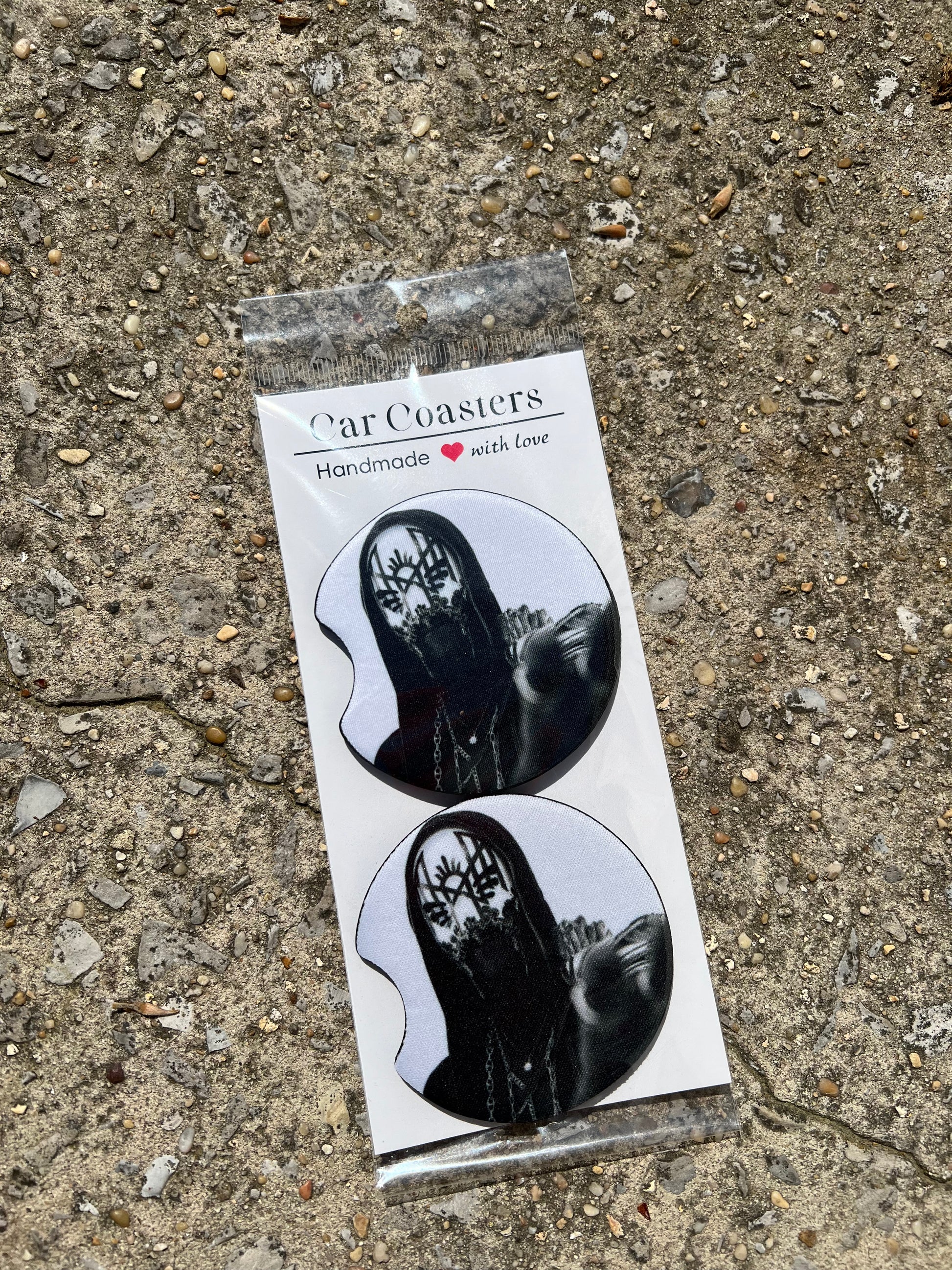 Sleep Token Vessel Car Coaster Set | Dark Ritual Aesthetic Car Accessories | Alternative Music Decor featuring the design artwork