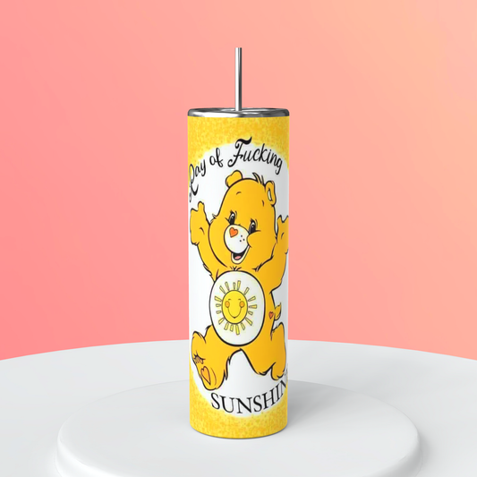 20oz Yellow Swear Bear Tumbler featuring swear bears inspired artwork