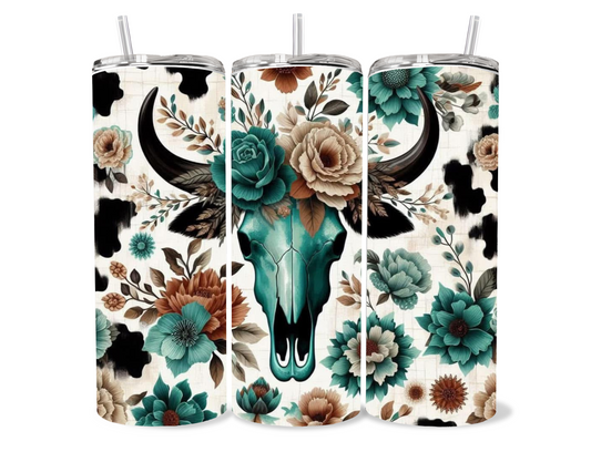 Western themed Cow Skull tumbler