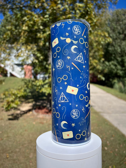 20oz Harry Potter Pattern Tumbler featuring harry potter inspired artwork