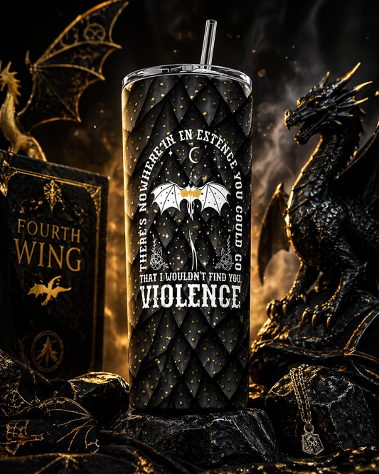 Fourth Wing Inspired Dragon Tumbler | Bookish Fantasy Cup | 20oz Gothic Dragon Quote featuring the design artwork