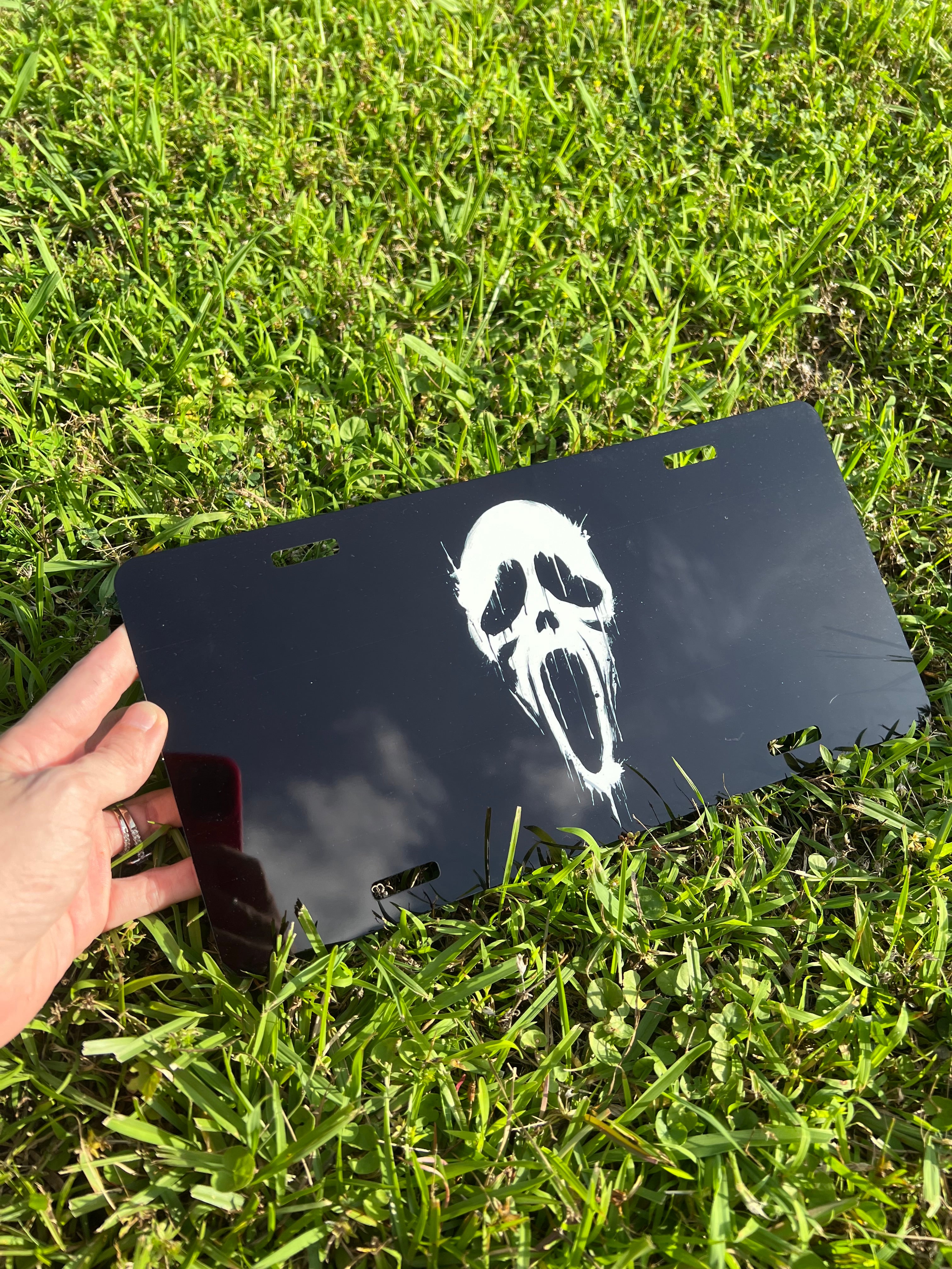 Ghostface coaster / license plate ( individual or combo)