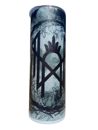 20oz Sleep Token Floral Tumbler | Glitter Token featuring sleep token gothic metal inspired artwork