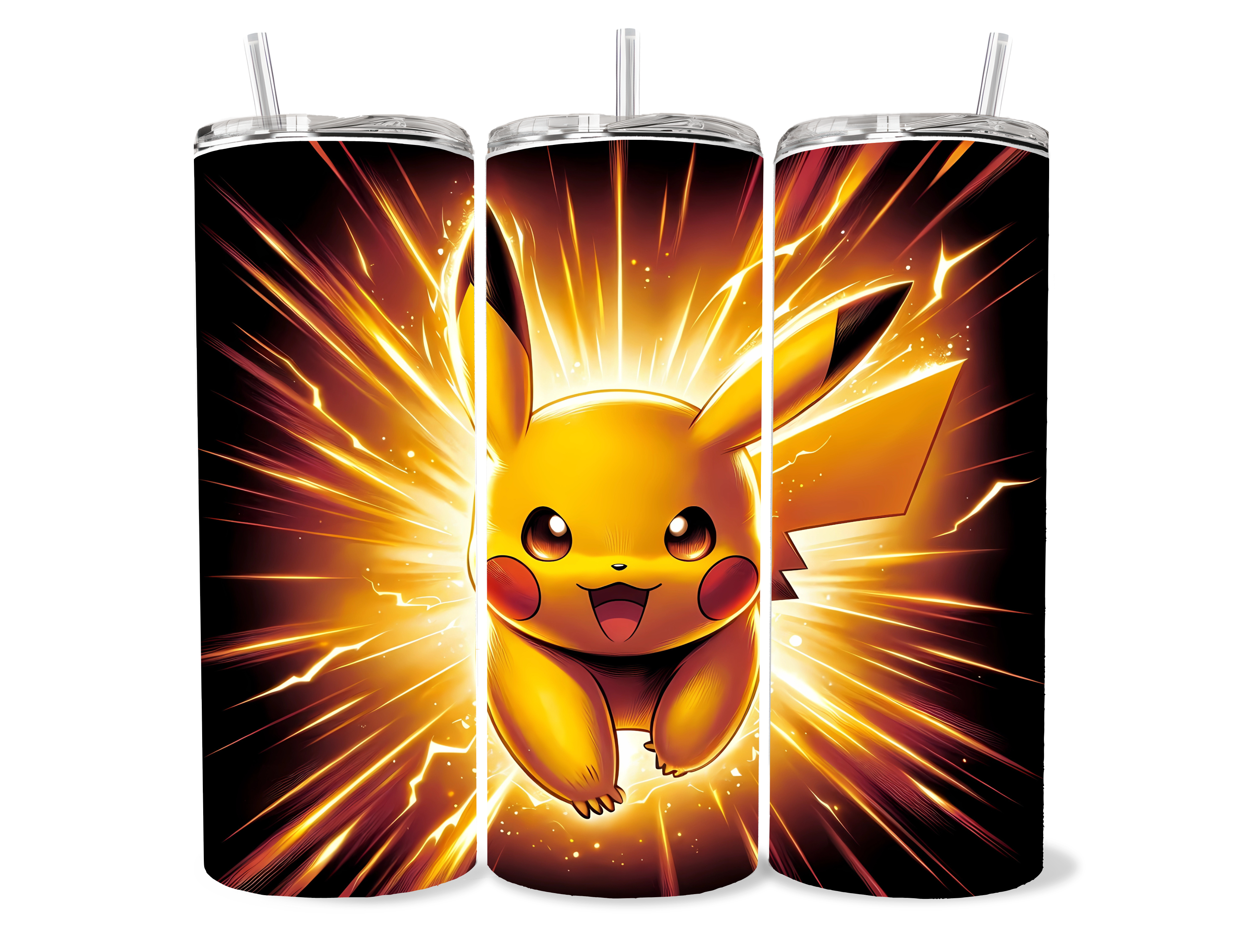 Black Lightening Pikachu Pokemon tumbler