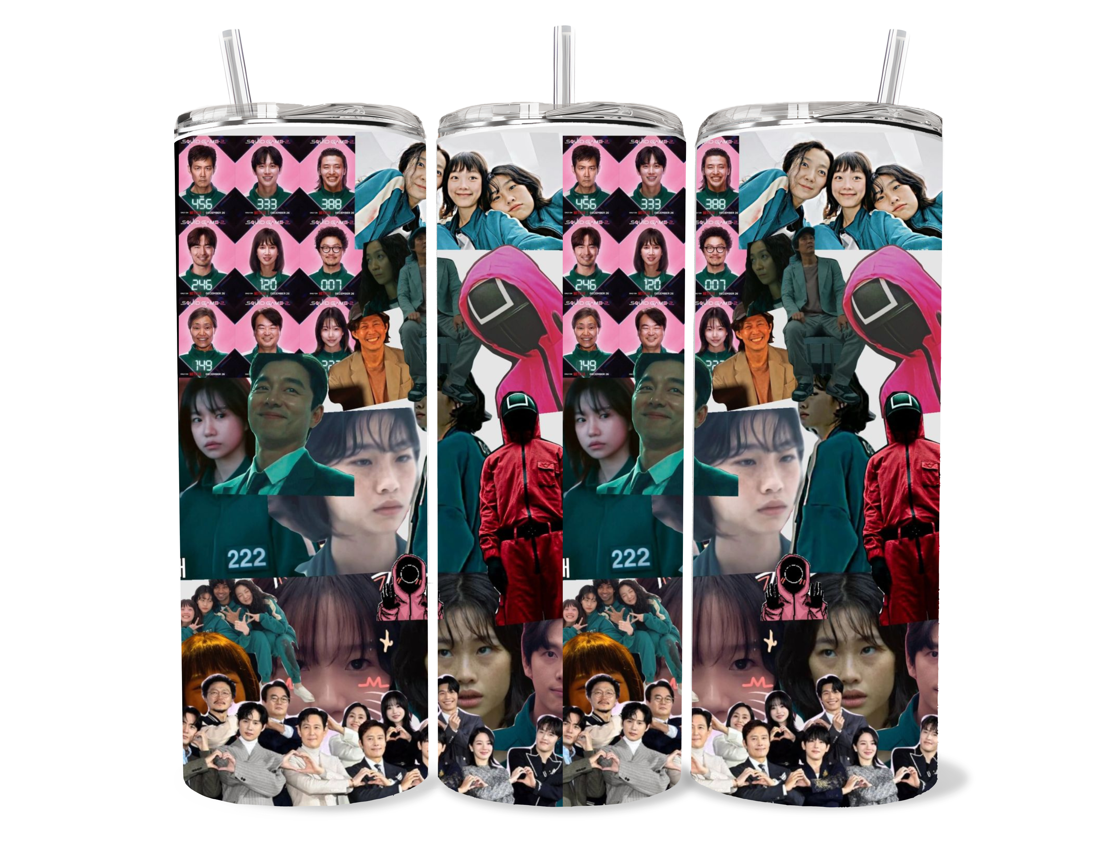 Squid game collage tumbler
