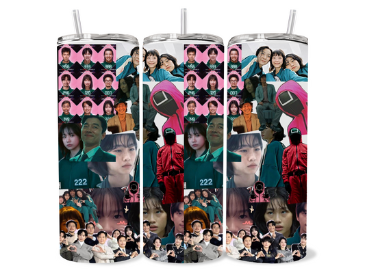 Squid game collage tumbler