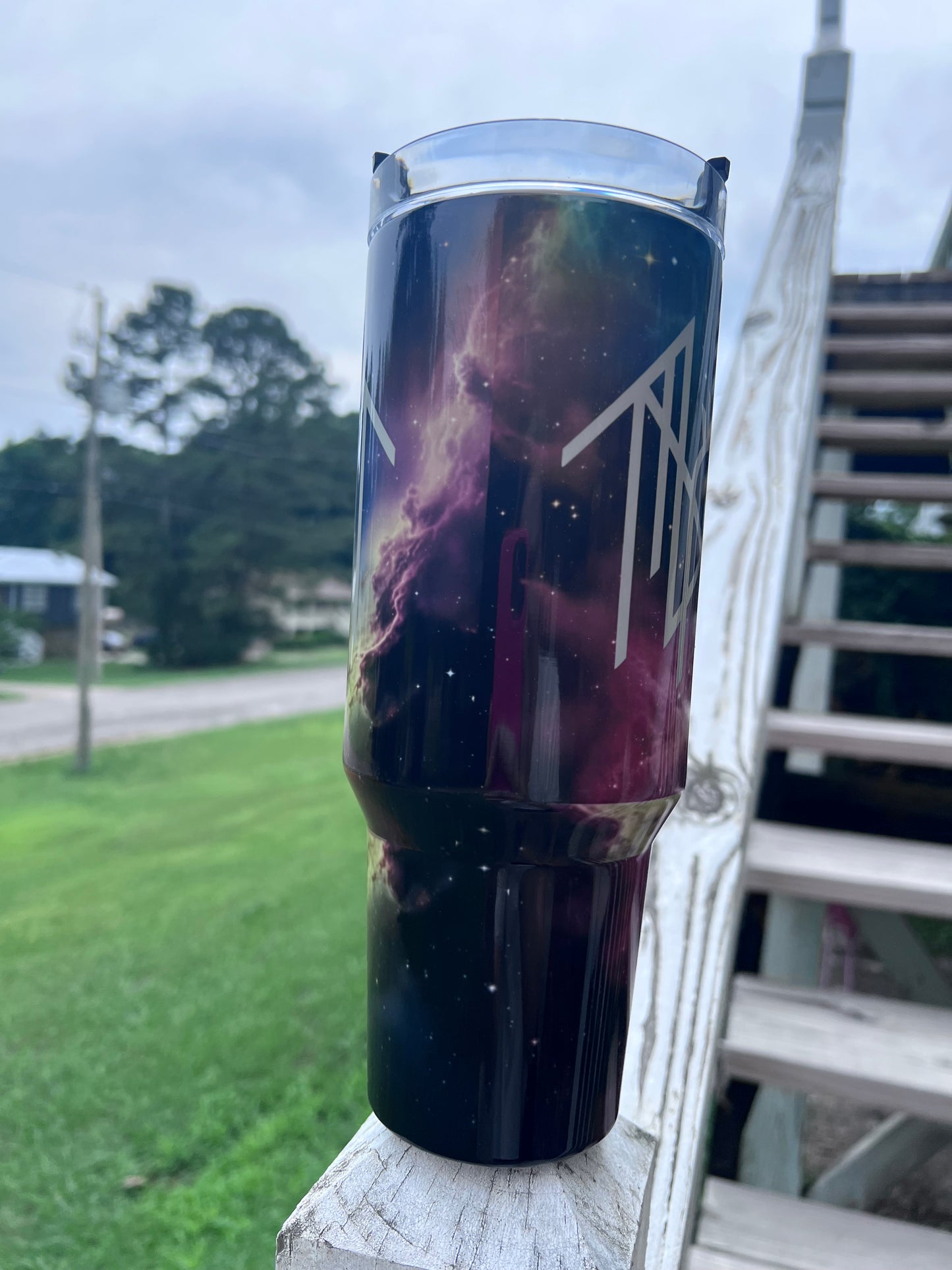 Sleep Token cosmic galaxy 40oz tumbler with nebula and celestial symbol artwork