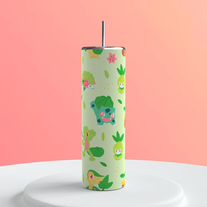 20oz Grass Pokémon Collage Tumbler featuring grass pokémon inspired artwork