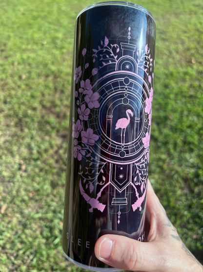     pink flamingo sleep token tumbler 20oz dark aesthetic fan cup