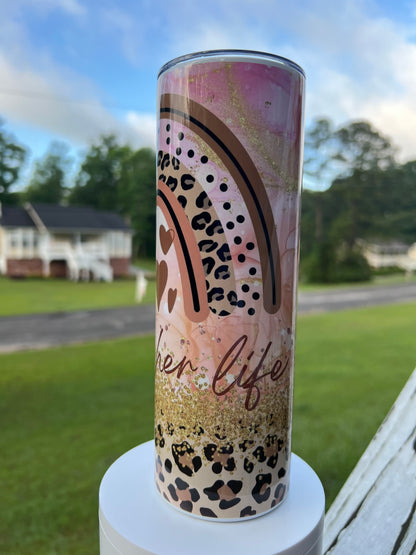 20oz Teacher Life Tumbler | Classroom Humor featuring teacher life inspired artwork