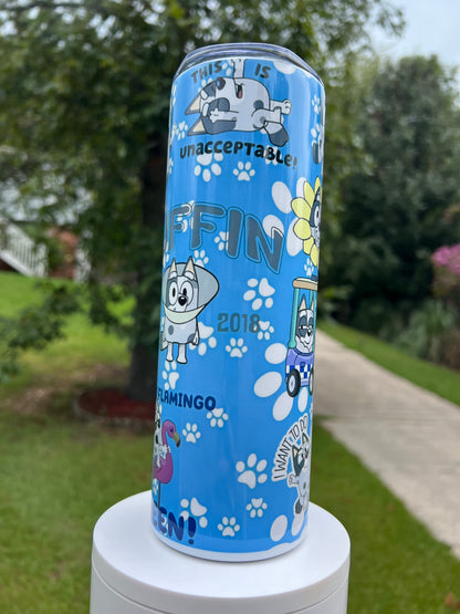 20oz Sassy Bluey Puppy Tumbler | Funny featuring bluey sassy puppy inspired artwork