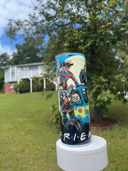 20oz Horror Villains Mystery Machine Tumbler featuring horror villains scooby-doo inspired artwork