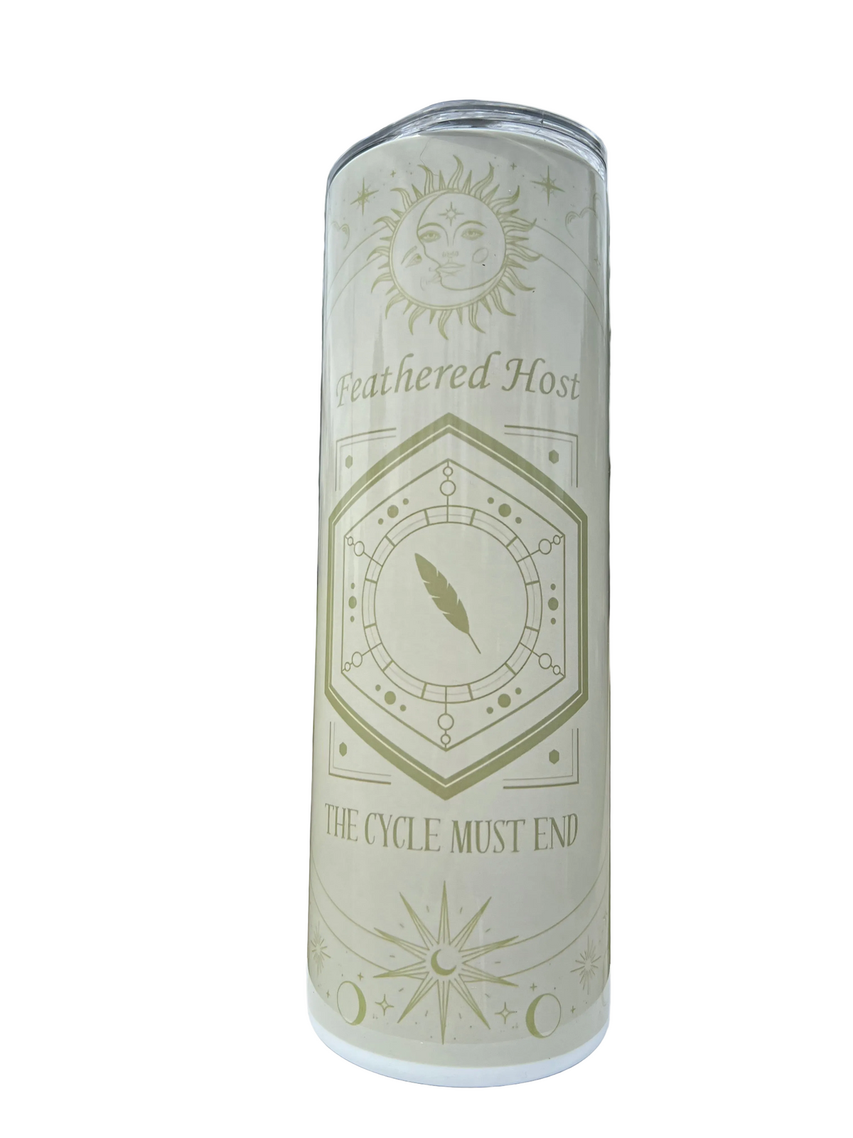 Feathered Host Sleep Token inspired tumbler with ivory celestial and moon artwork