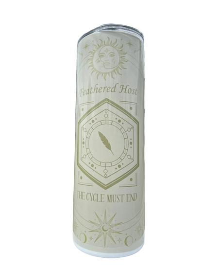 Feathered Host Sleep Token inspired tumbler with ivory celestial and moon artwork