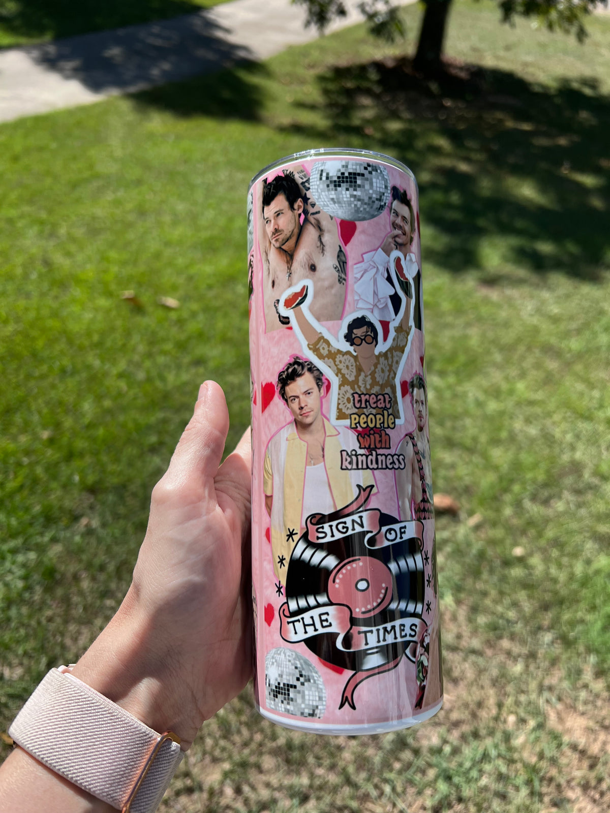 Harry Styles Collage Tumbler 20oz | Treat People With Kindness Insulated Stainless Steel Cup