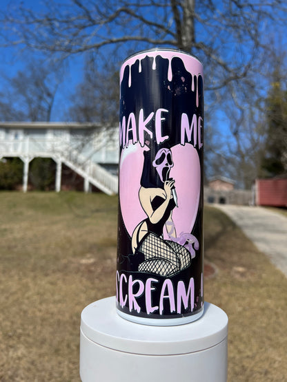 20oz Pink Ghostface Tumbler | Make Me Scream featuring scream ghostface inspired artwork