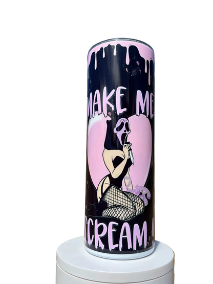 20oz Pink Ghostface Tumbler | Make Me Scream featuring scream ghostface inspired artwork