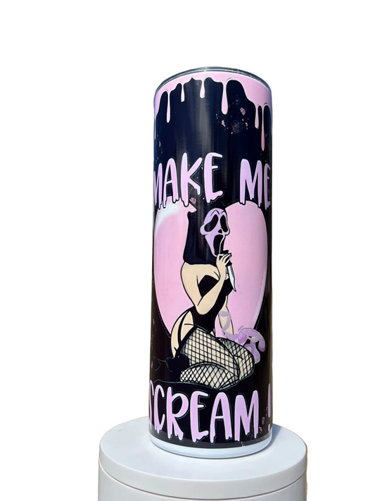 20oz Pink Ghostface Tumbler | Make Me Scream featuring scream ghostface inspired artwork