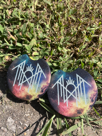 Custom Sleep Token Galaxy Car Coaster Set | Cosmic Logo | Auto Accessories