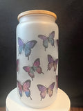 16oz Frosted Glass Butterfly Tumbler
