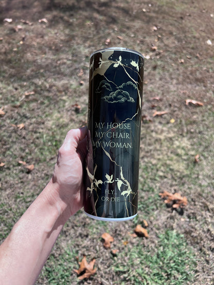 Fourth Wing "Wing Leader" 20oz Tumbler – Xaden Riorson & Violet Sorrengail Inspired Fandom Cup featuring the design artwork